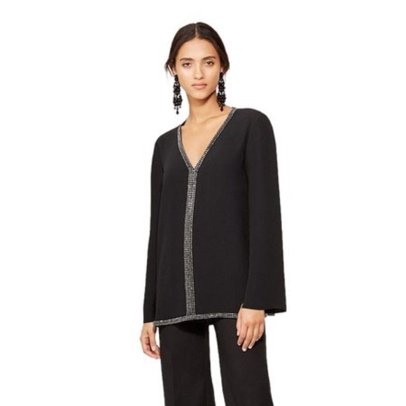 Tory Burch Tops - Tory Burch Black Mallet Embellished Silk Blouse